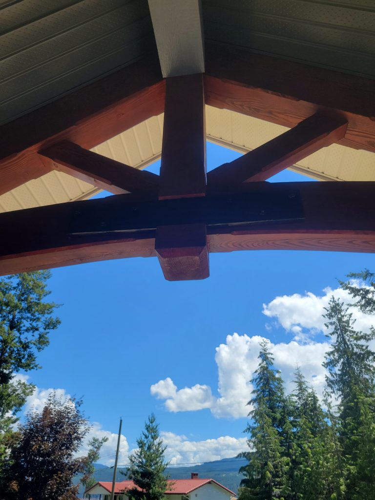 Exposed timber roof structure