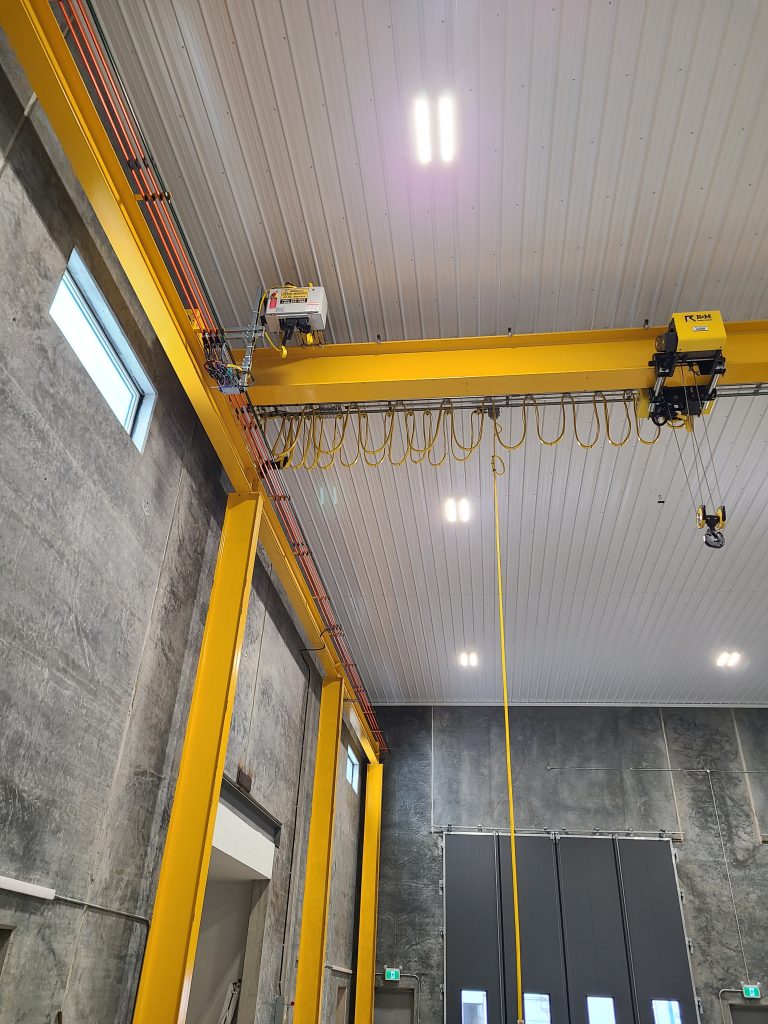 Industrial building with overhead crane